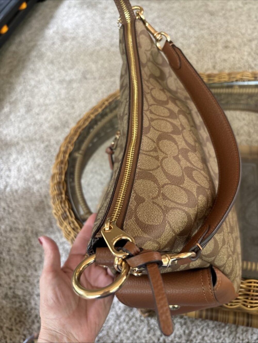 coach pennie shoulder bag Tan Signature With New Shoulder Strap - Picture 9 of 13
